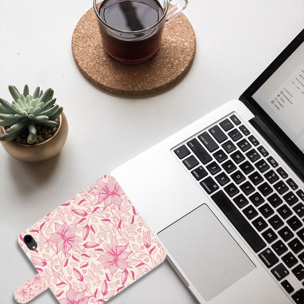 Apple iPhone Xr Hoesje Pink Flowers