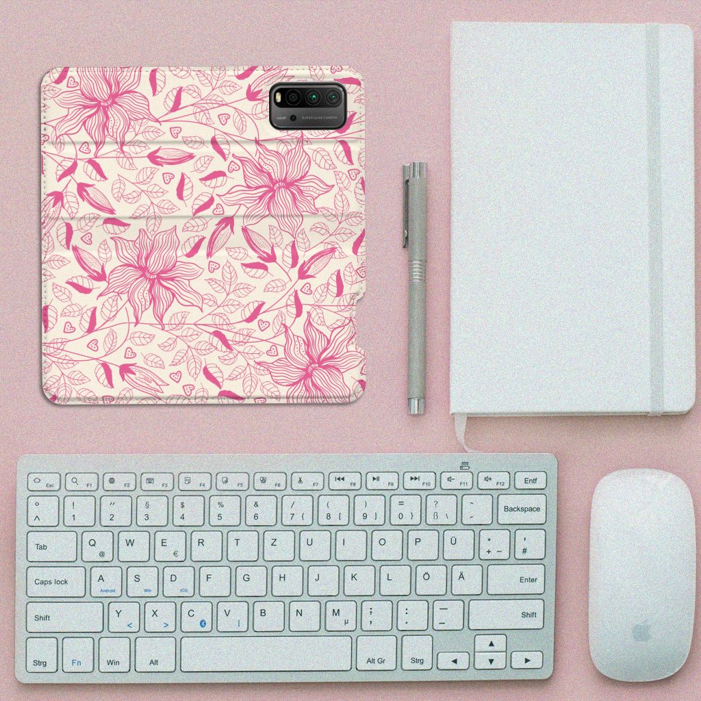 Xiaomi Poco M3 | Redmi 9T Smart Cover Pink Flowers