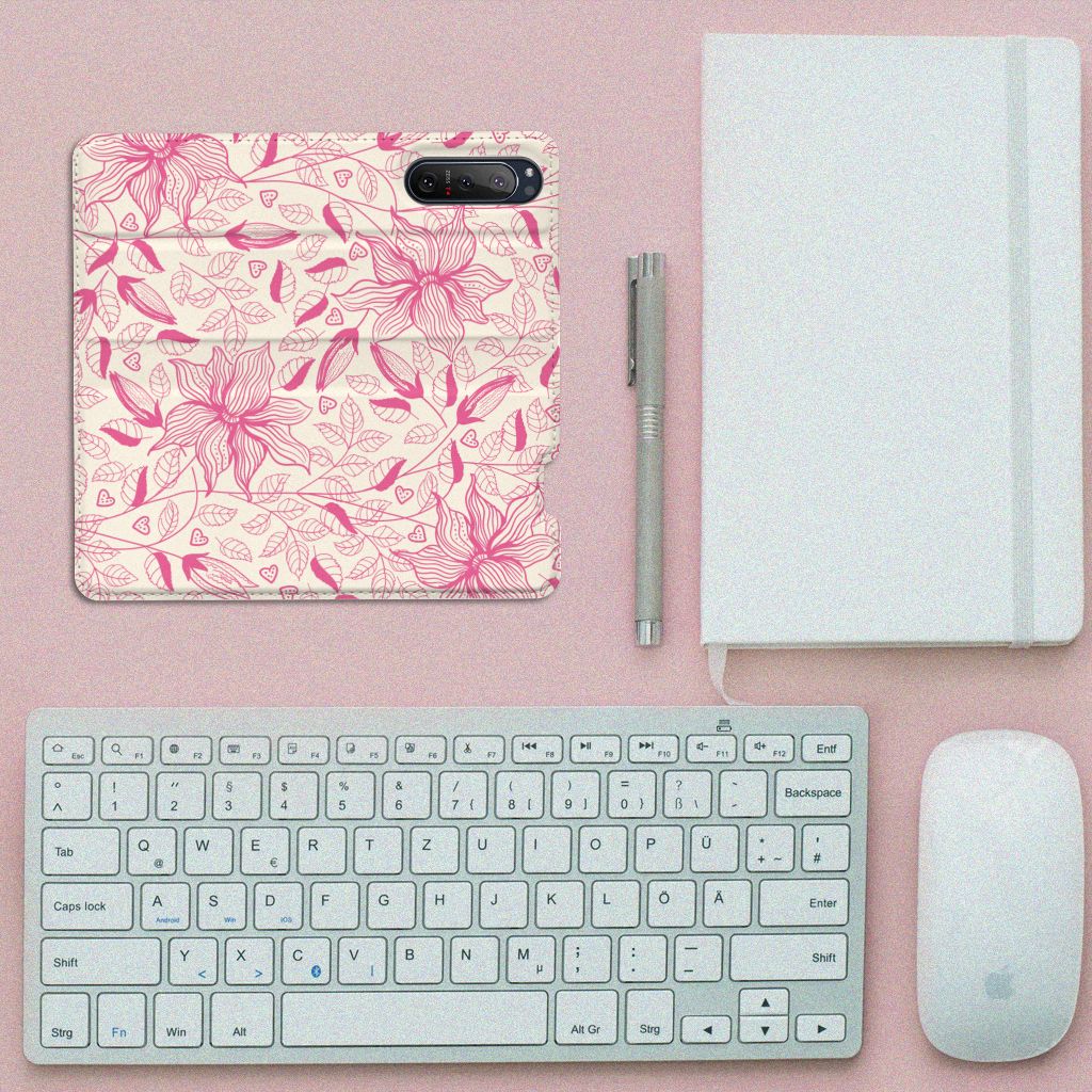 Sony Xperia 5 II Smart Cover Pink Flowers