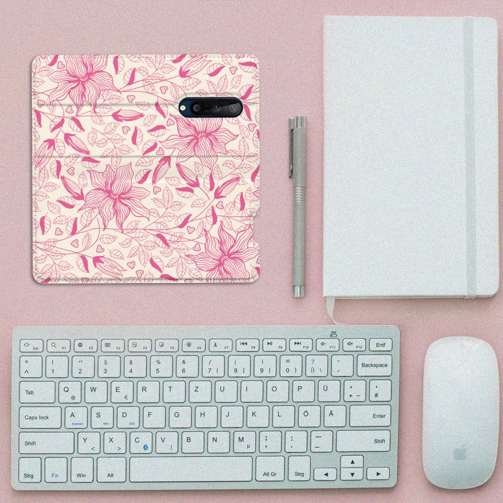 OnePlus 8 Smart Cover Pink Flowers
