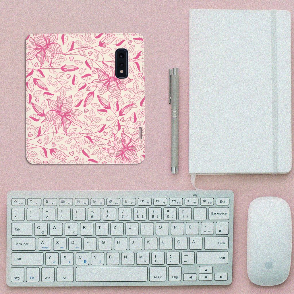 Samsung Galaxy S10e Smart Cover Pink Flowers