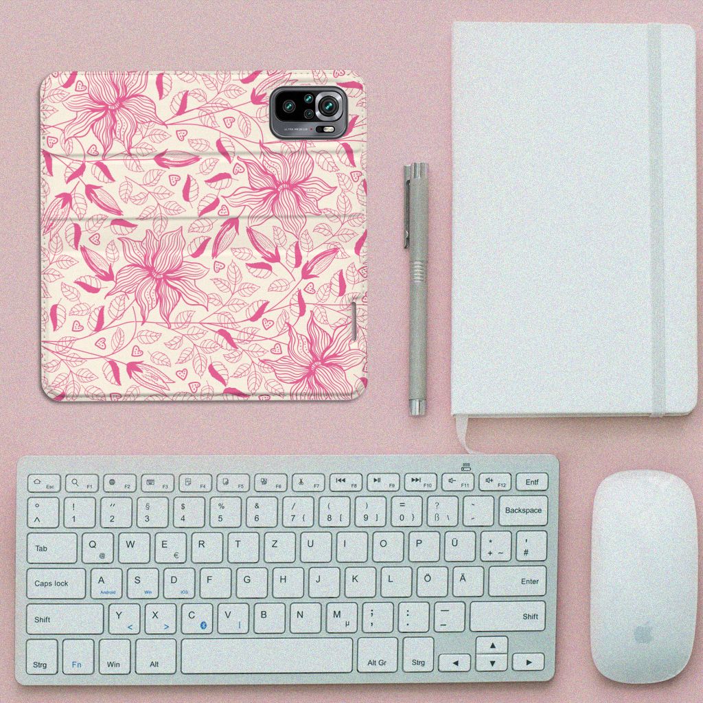 Xiaomi Redmi Note 10 4G | 10S | Poco M5s Smart Cover Pink Flowers