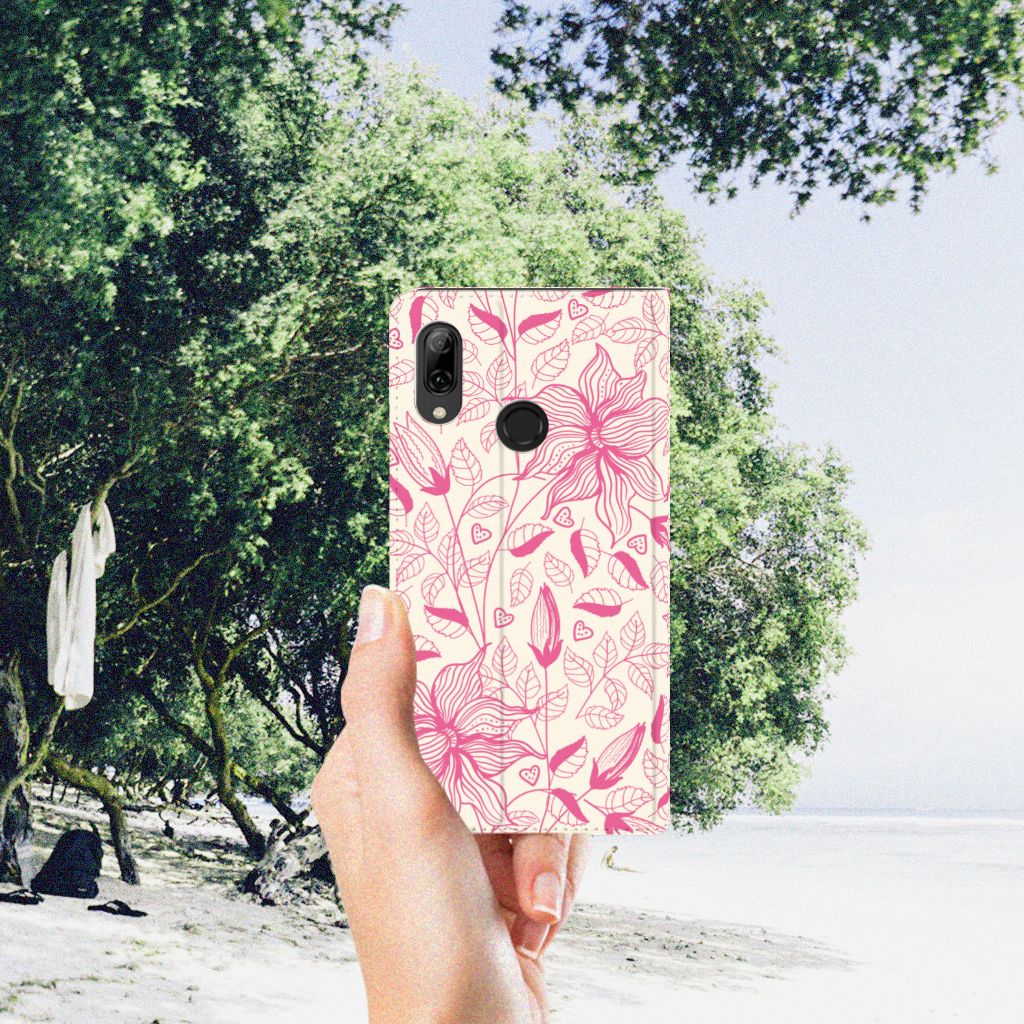 Huawei P Smart (2019) Smart Cover Pink Flowers