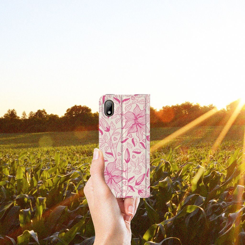 Huawei Y5 (2019) Smart Cover Pink Flowers