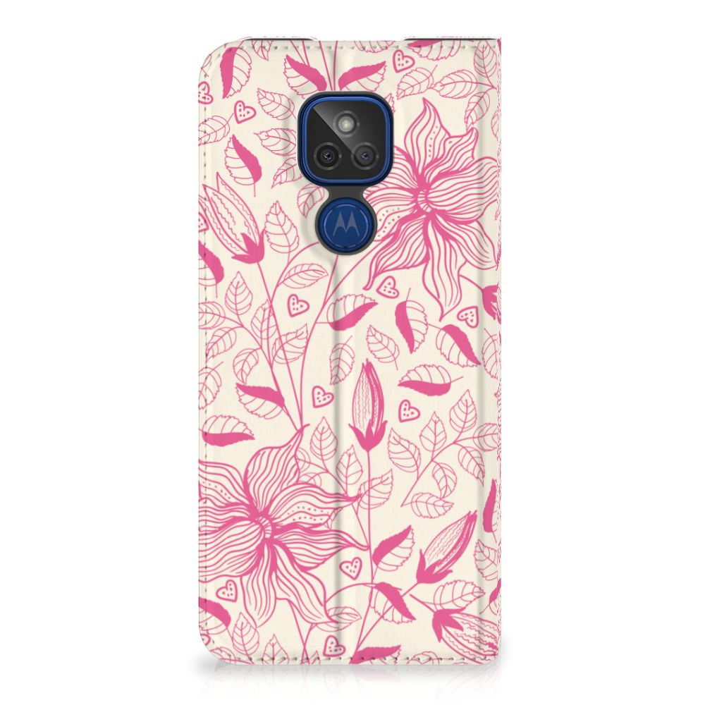 Motorola Moto G9 Play Smart Cover Pink Flowers