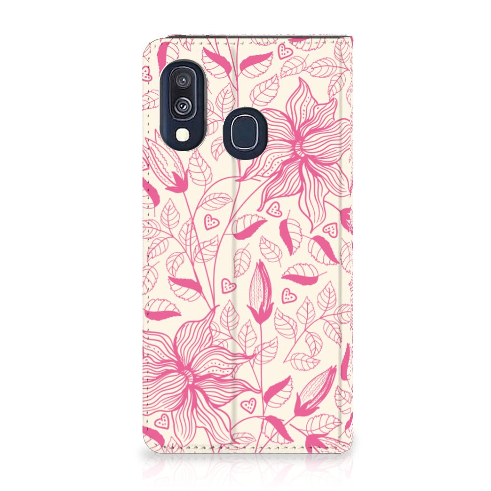 Samsung Galaxy A40 Smart Cover Pink Flowers