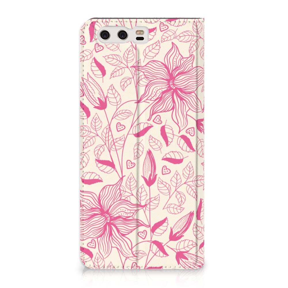 Huawei P10 Plus Smart Cover Pink Flowers