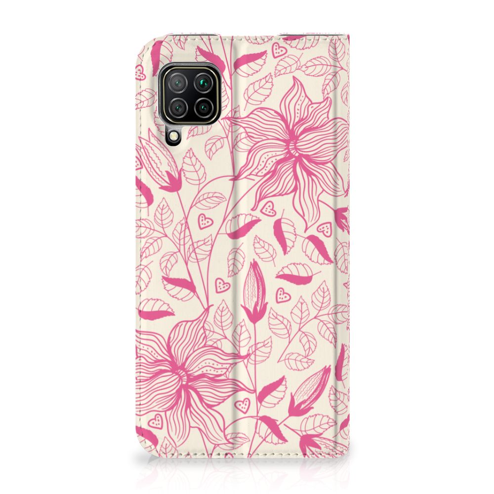 Huawei P40 Lite Smart Cover Pink Flowers