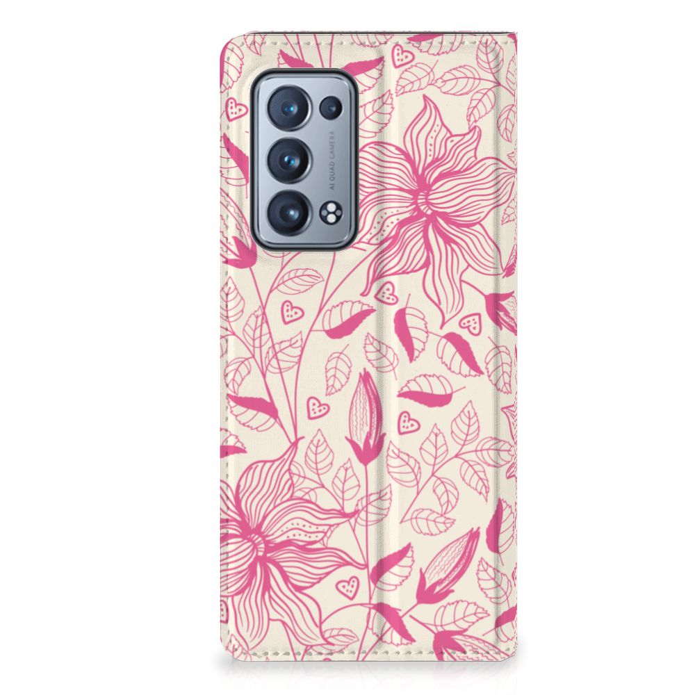 OPPO Reno 6 Pro Plus 5G Smart Cover Pink Flowers