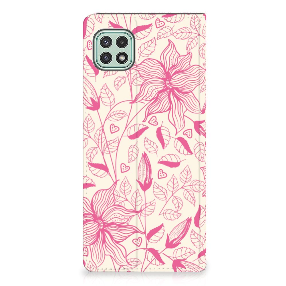 Samsung Galaxy A22 5G Smart Cover Pink Flowers