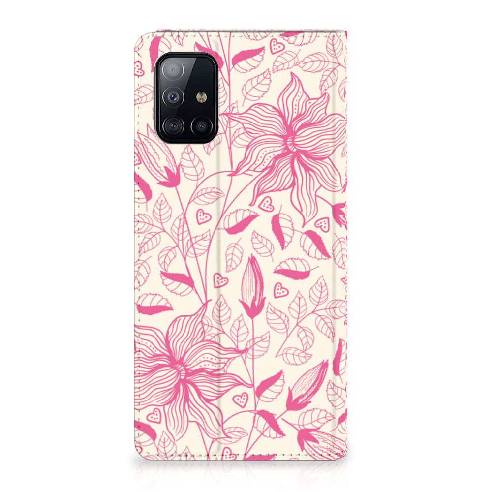 Samsung Galaxy A71 Smart Cover Pink Flowers