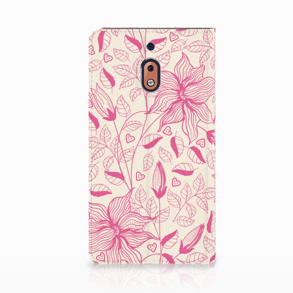 Nokia 2.1 2018 Smart Cover Pink Flowers