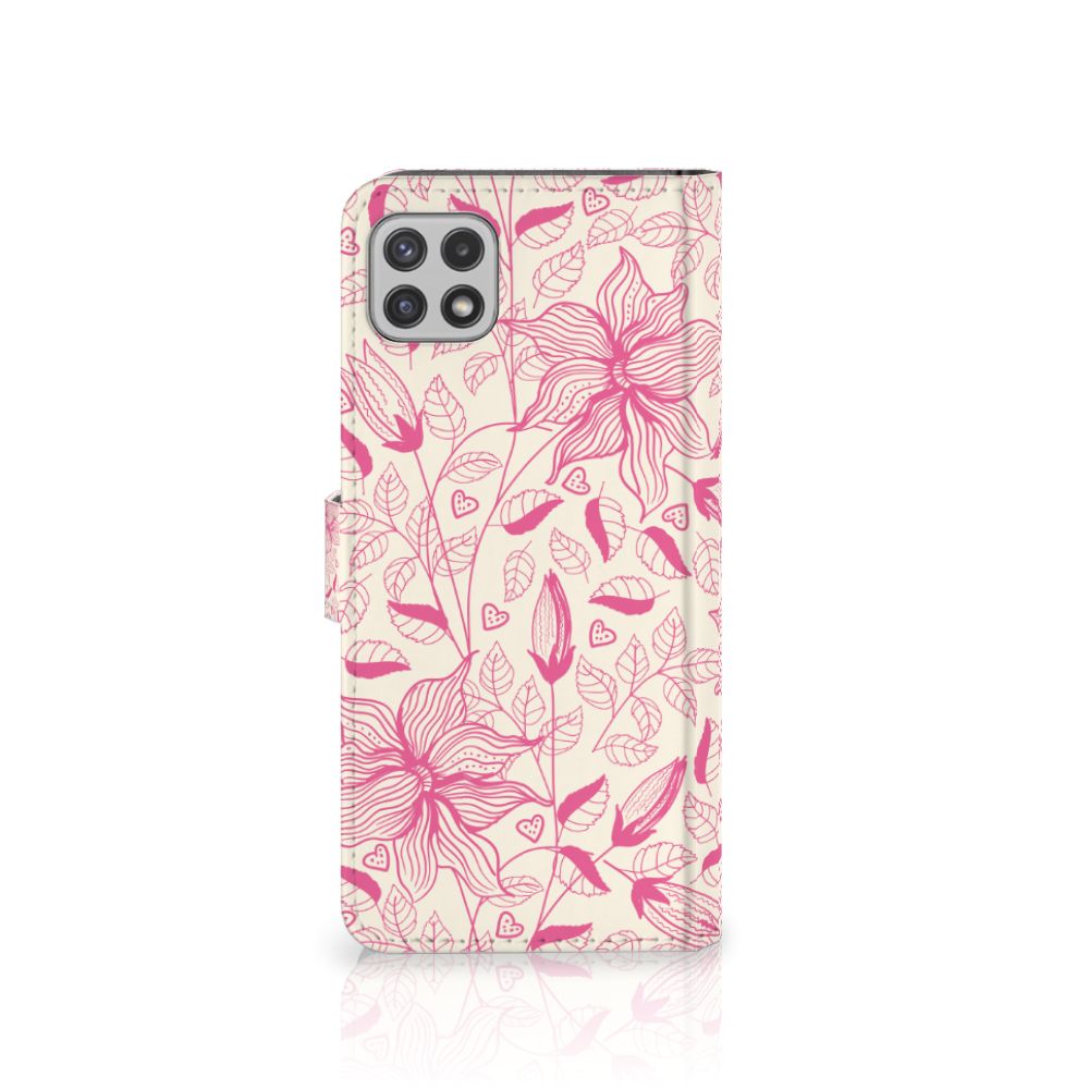 Samsung Galaxy A22 5G Hoesje Pink Flowers