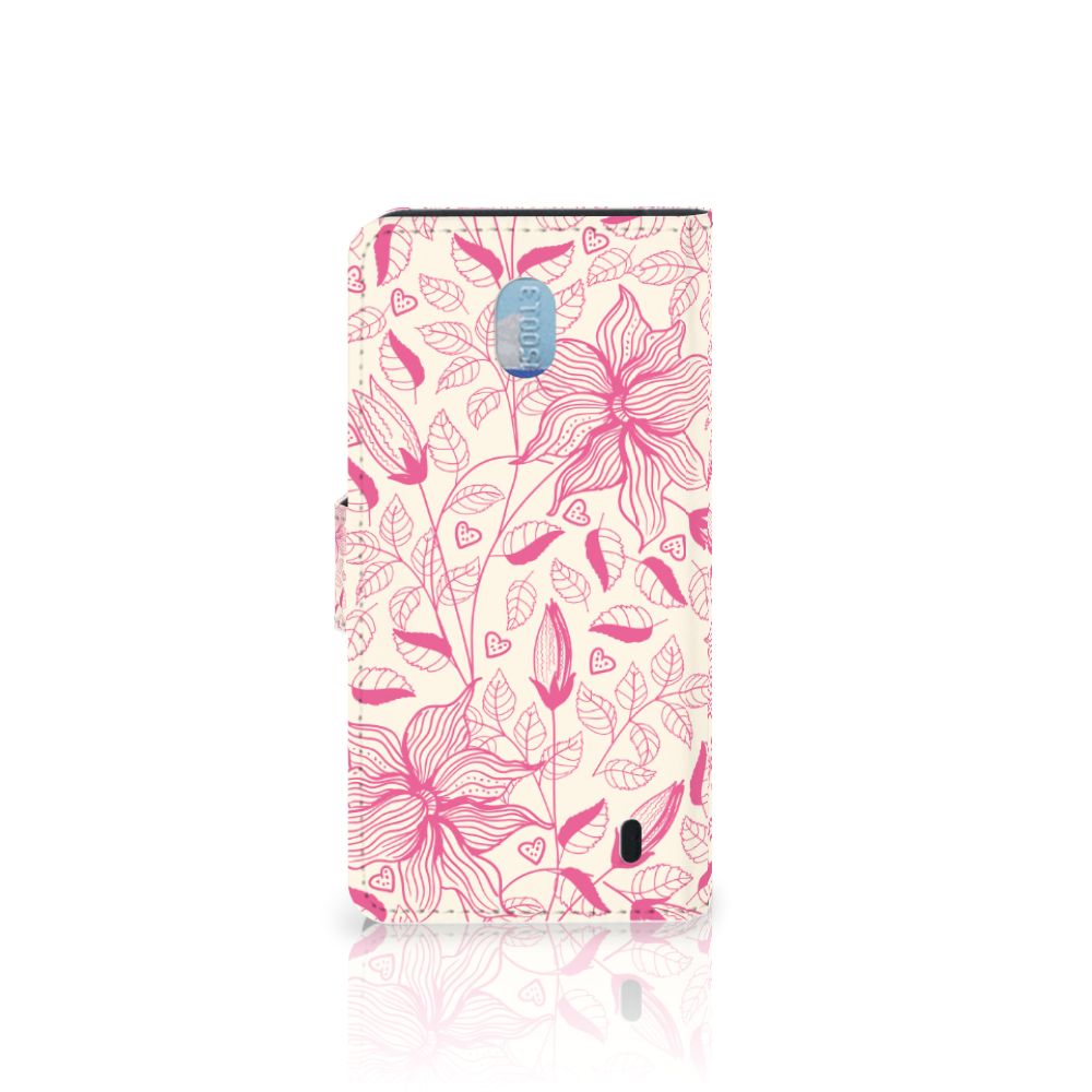 Nokia 1 Plus Hoesje Pink Flowers