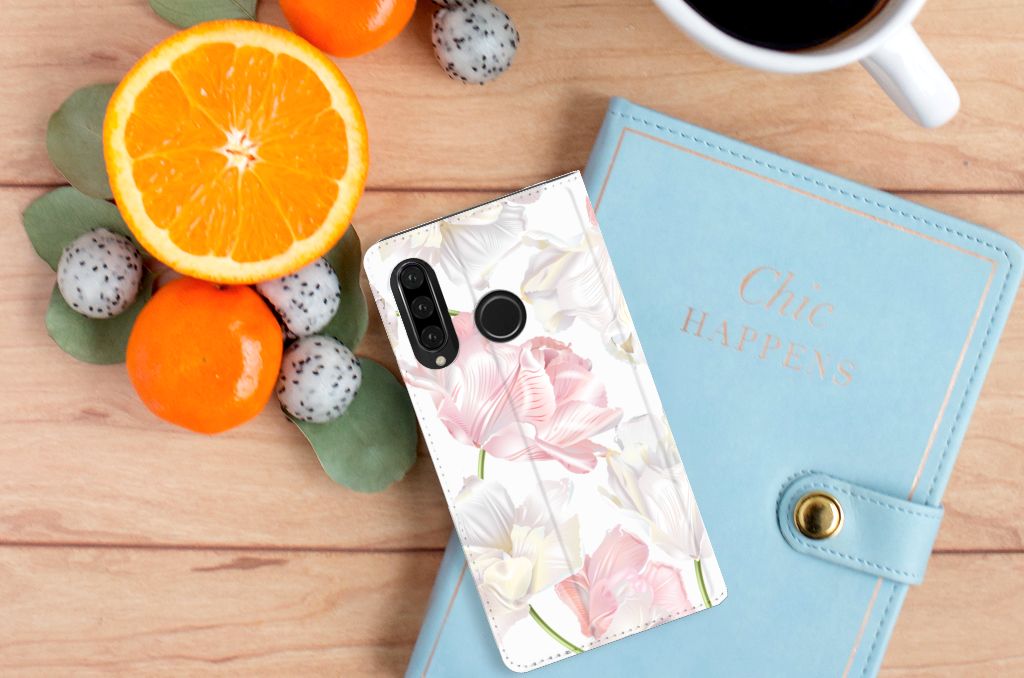 Huawei P30 Lite New Edition Smart Cover Lovely Flowers