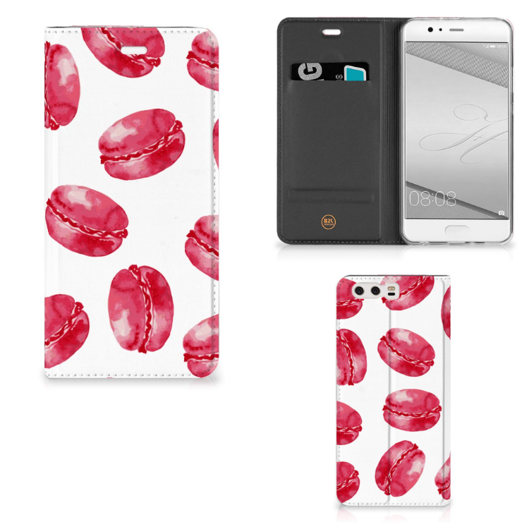 Huawei P10 Plus Standcase Hoesje Design Pink Macarons