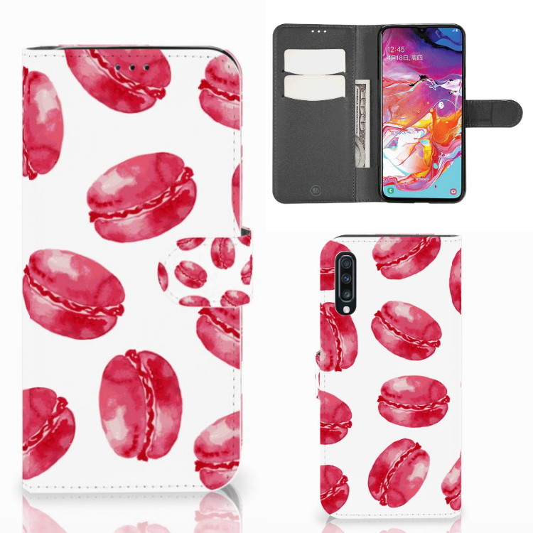 Samsung Galaxy A70 Book Cover Pink Macarons
