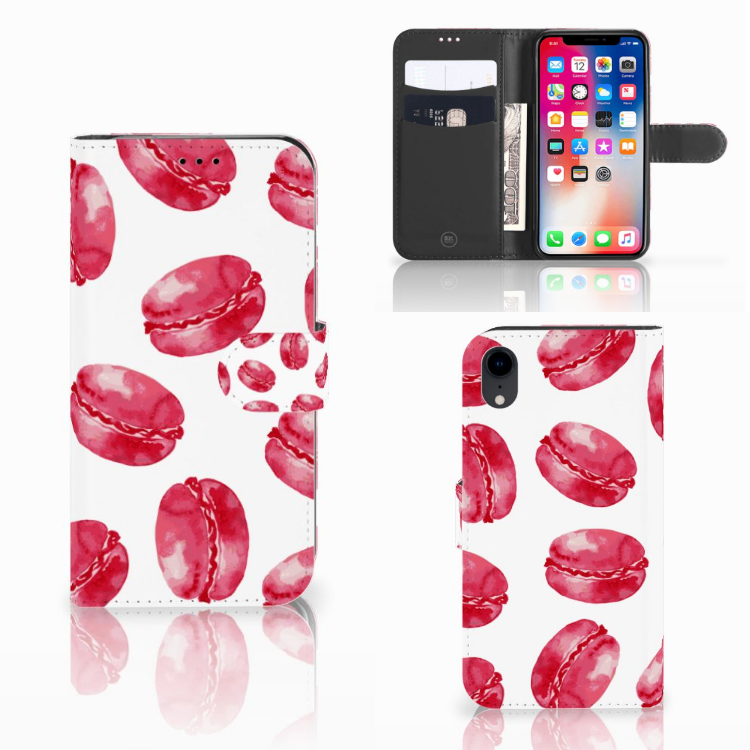 Apple iPhone Xr Book Cover Pink Macarons