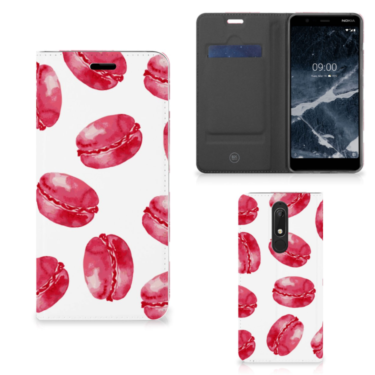 Nokia 5.1 (2018) Flip Style Cover Pink Macarons