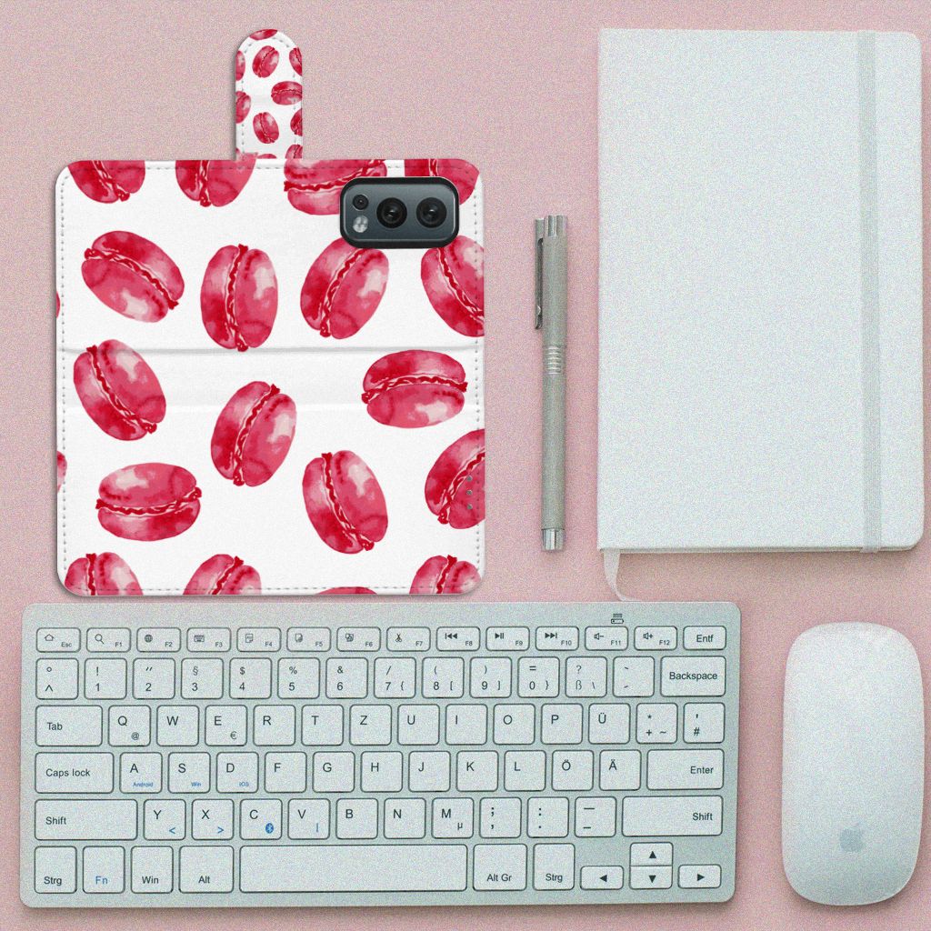 OnePlus Nord 2 5G Book Cover Pink Macarons