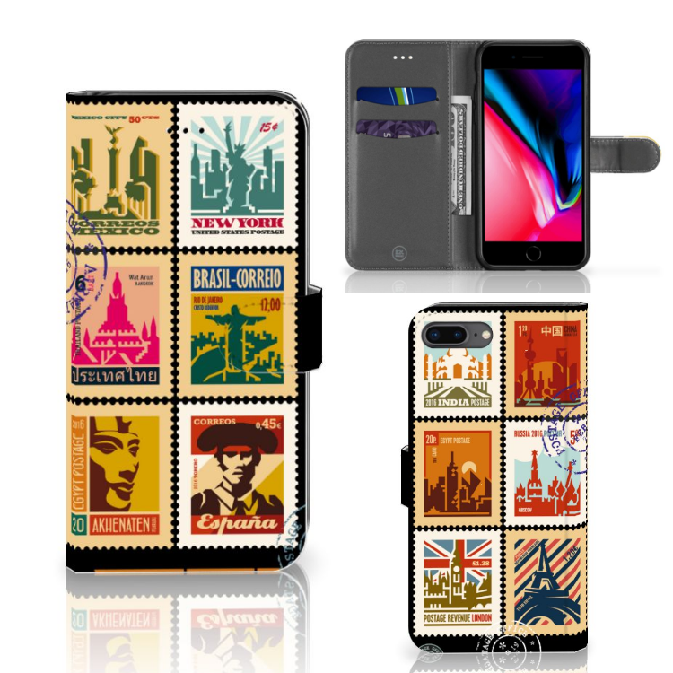 Apple iPhone 7 Plus | 8 Plus Uniek Boekhoesje Postzegels