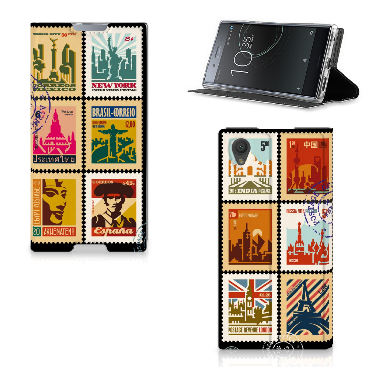 Sony Xperia L1 Uniek Standcase Hoesje Postzegels