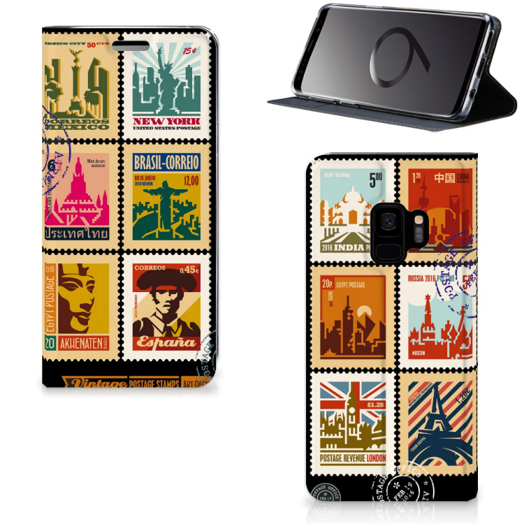 Samsung Galaxy S9 Uniek Standcase Hoesje Postzegels