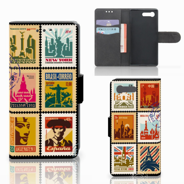 Sony Xperia X Compact Uniek Boekhoesje Postzegels