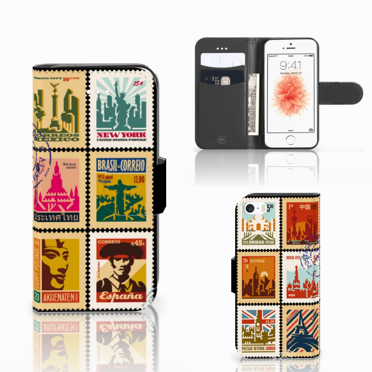 iPhone 5 | 5s | SE Boekhoesje Uniek Design Postzegels