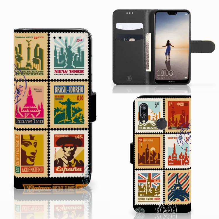 Huawei P20 Lite Flip Cover Postzegels
