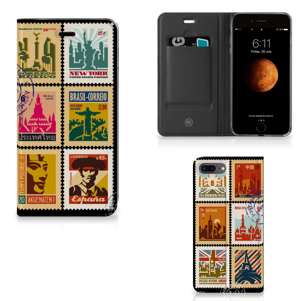 Apple iPhone 7 Plus | 8 Plus Uniek Design Hoesje Postzegels