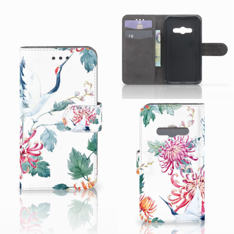 Samsung Galaxy Xcover 3 | Xcover 3 VE Telefoonhoesje met Pasjes Bird Flowers