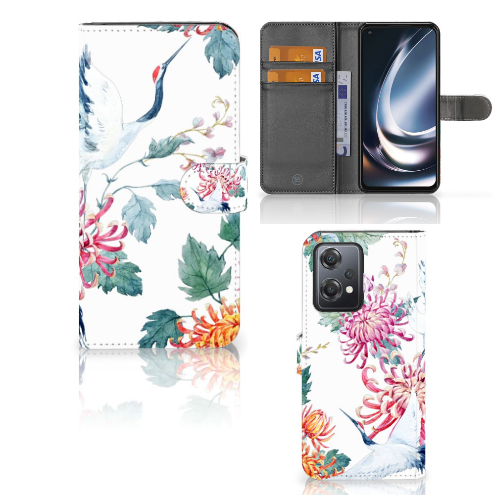 OnePlus Nord CE 2 Lite Telefoonhoesje met Pasjes Bird Flowers