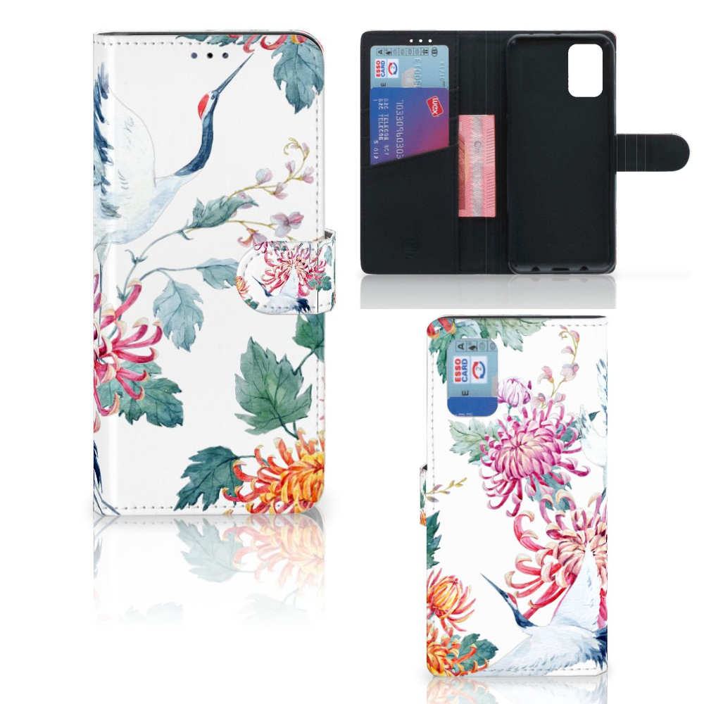 Samsung Galaxy A02s | M02s Telefoonhoesje met Pasjes Bird Flowers