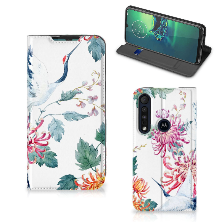 Motorola G8 Plus Hoesje maken Bird Flowers