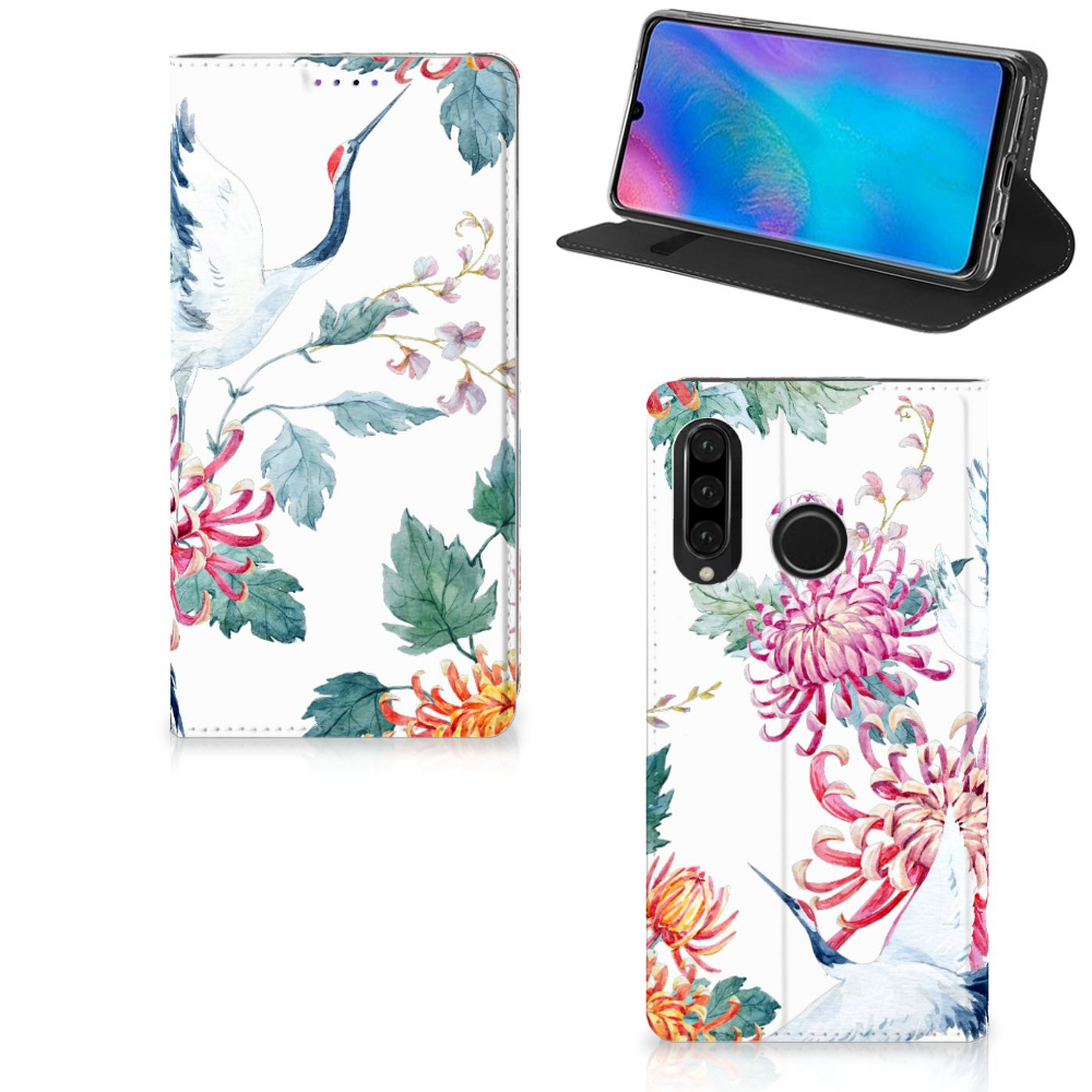Huawei P30 Lite New Edition Hoesje maken Bird Flowers