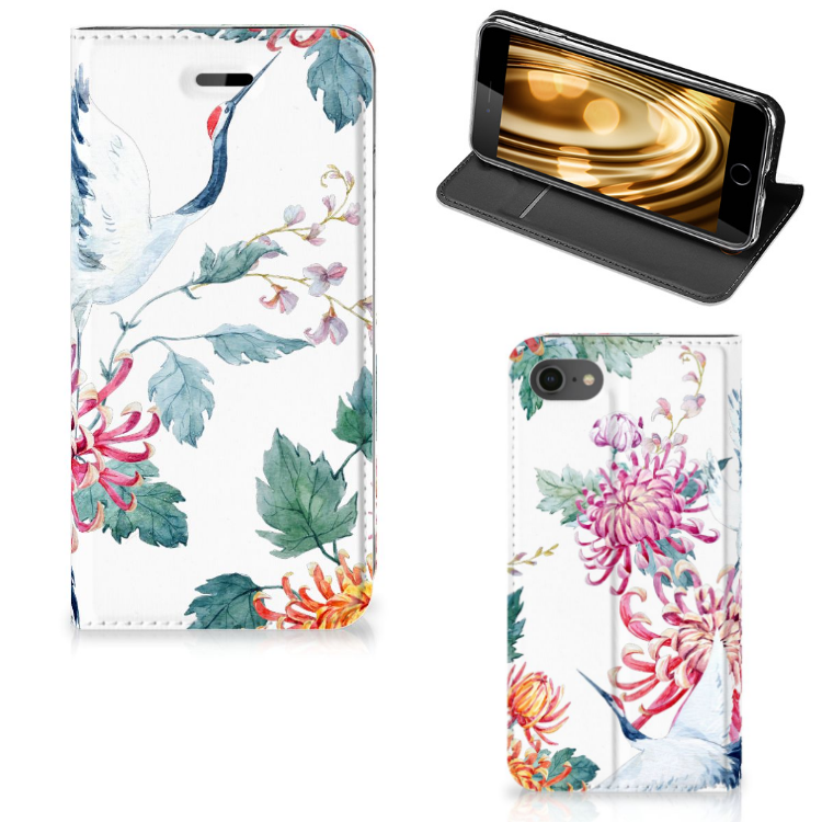 Apple iPhone 7 | 8 Uniek Standcase Hoesje Bird Flowers