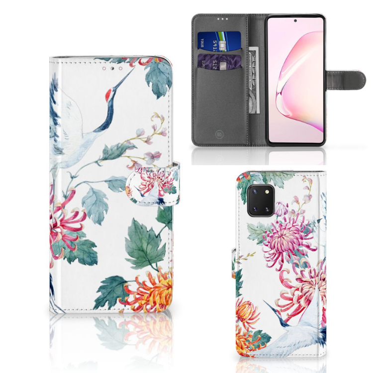 Samsung Note 10 Lite Telefoonhoesje met Pasjes Bird Flowers