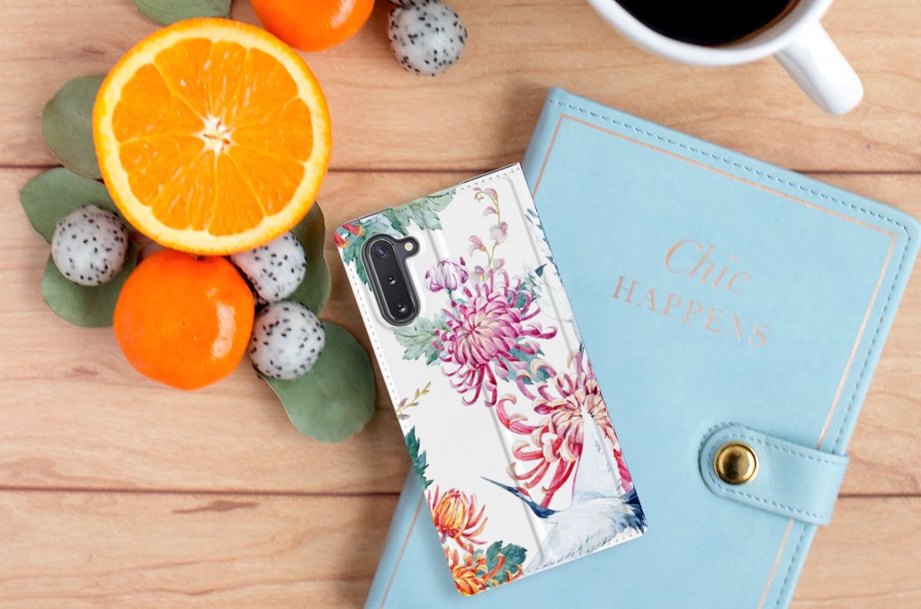 Samsung Galaxy Note 10 Hoesje maken Bird Flowers
