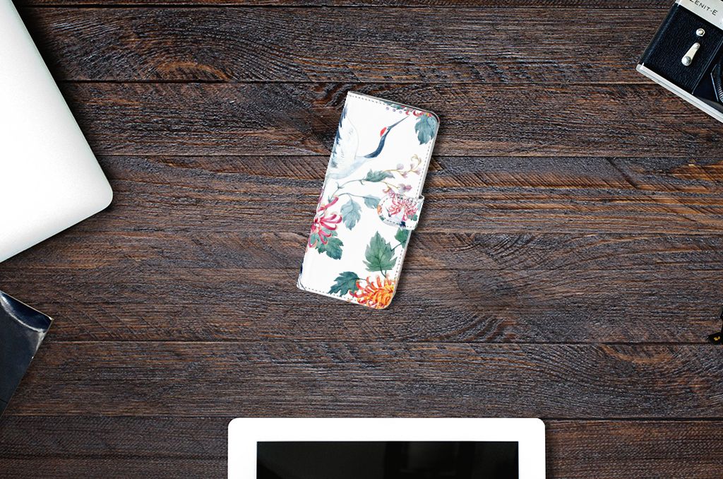Samsung Galaxy S20 Plus Telefoonhoesje met Pasjes Bird Flowers