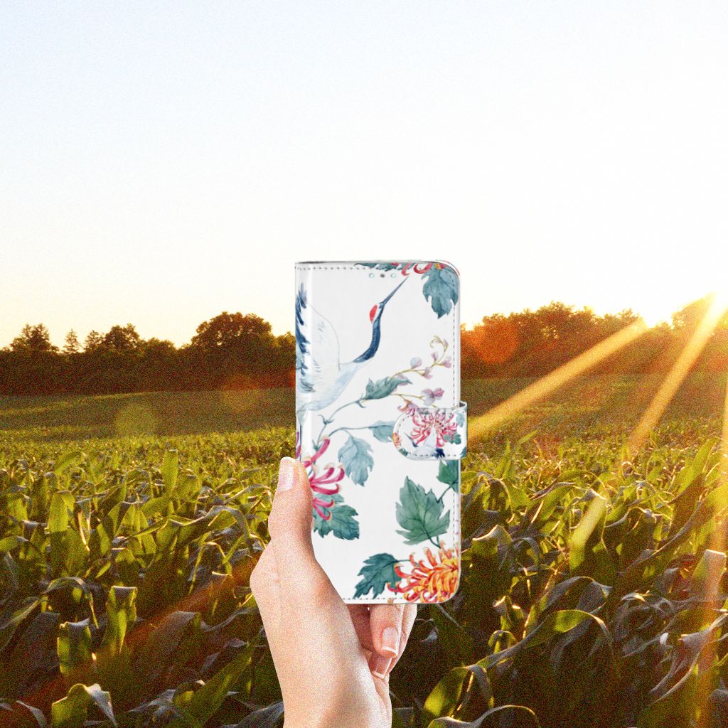 Samsung Galaxy A71 Telefoonhoesje met Pasjes Bird Flowers