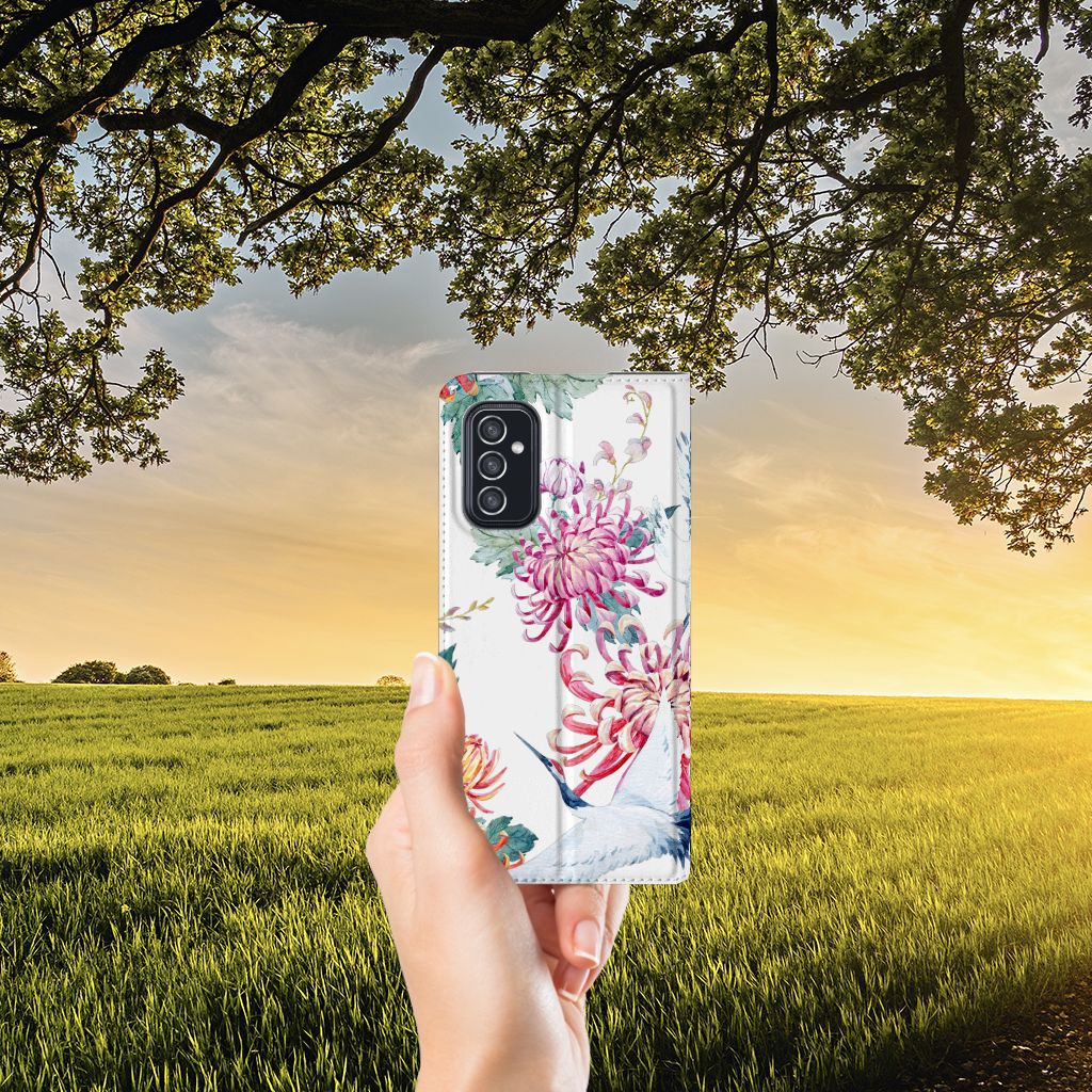 Samsung Galaxy M52 Hoesje maken Bird Flowers