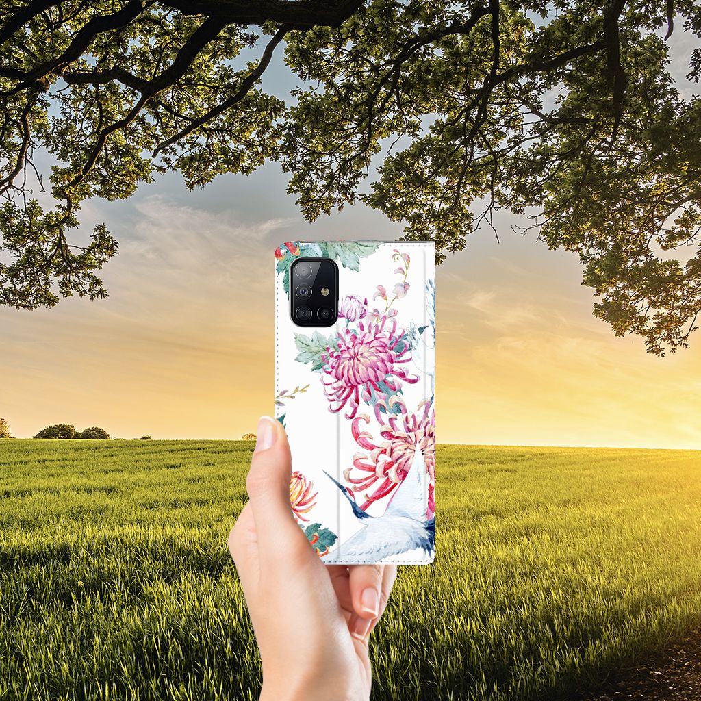 Samsung Galaxy A71 Hoesje maken Bird Flowers