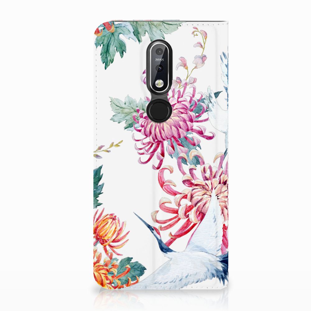 Nokia 7.1 (2018) Hoesje maken Bird Flowers