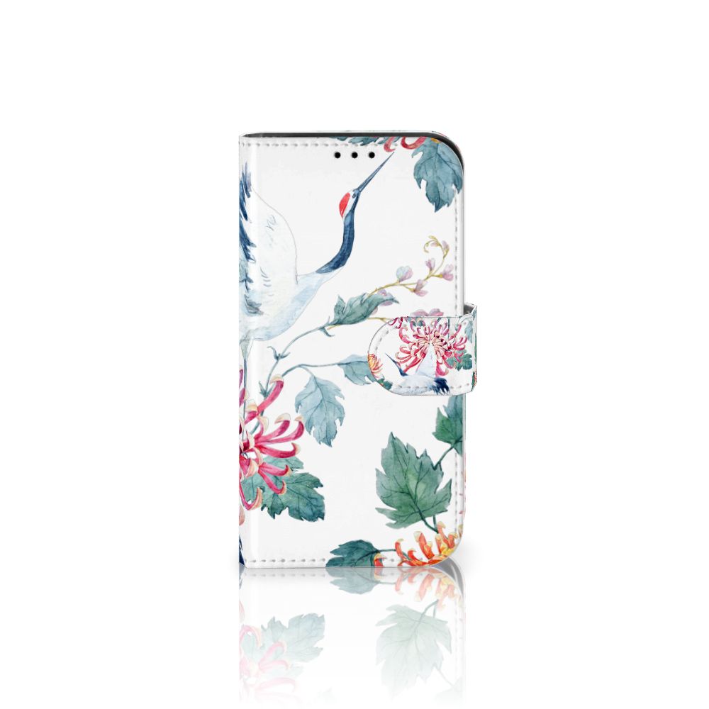 iPhone 13 Mini Telefoonhoesje met Pasjes Bird Flowers