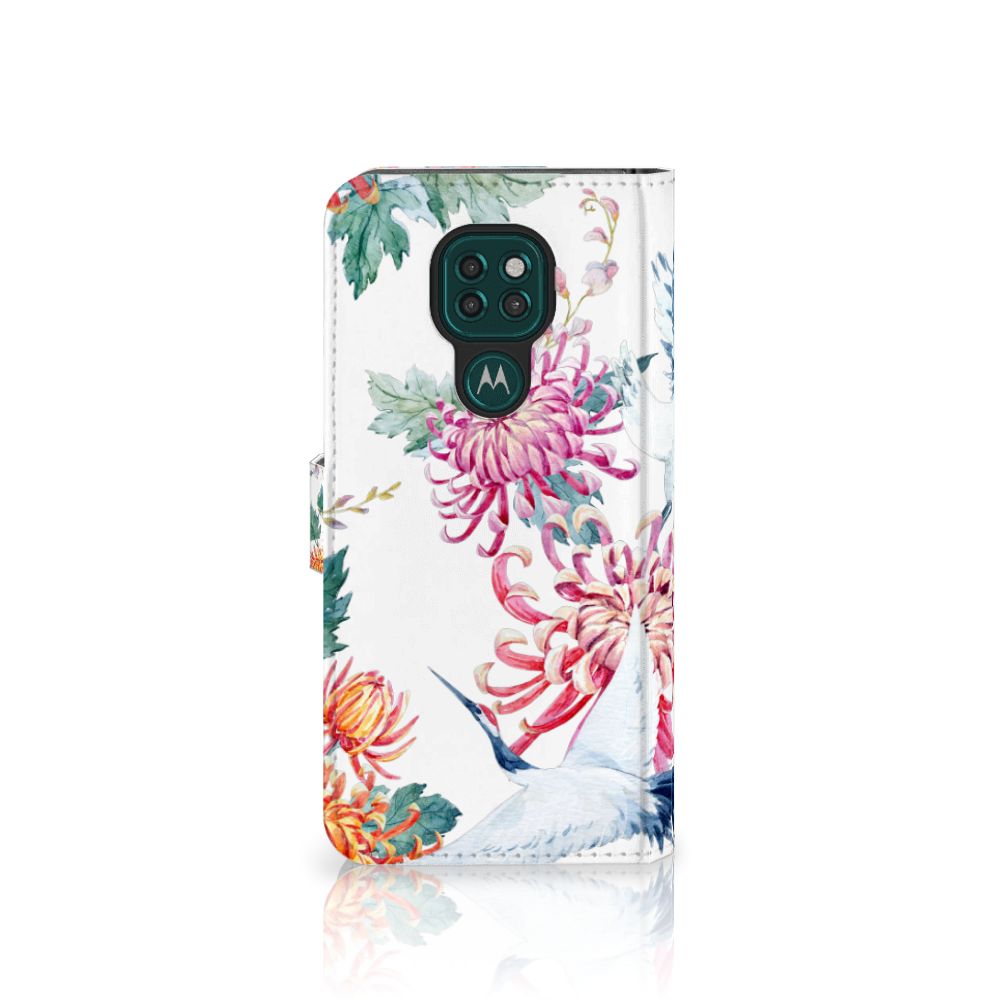 Motorola Moto G9 Play | E7 Plus Telefoonhoesje met Pasjes Bird Flowers