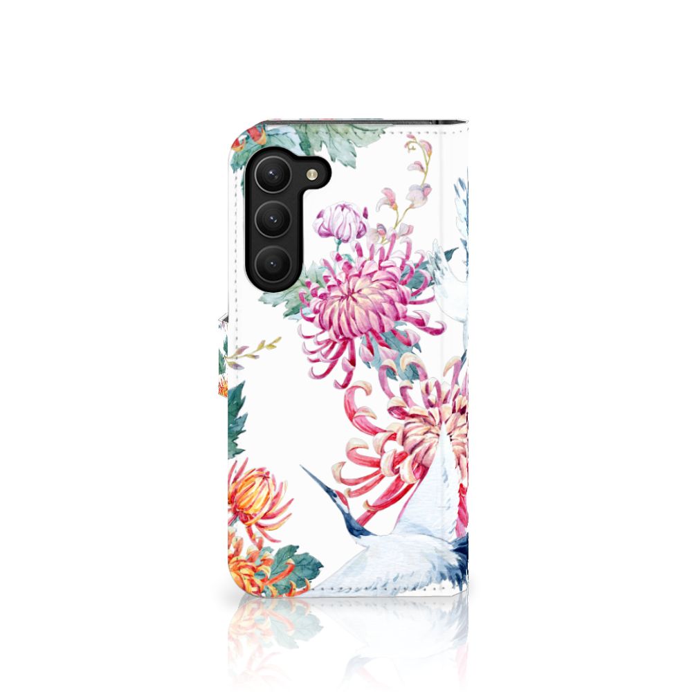 Samsung Galaxy S23 Plus Telefoonhoesje met Pasjes Bird Flowers