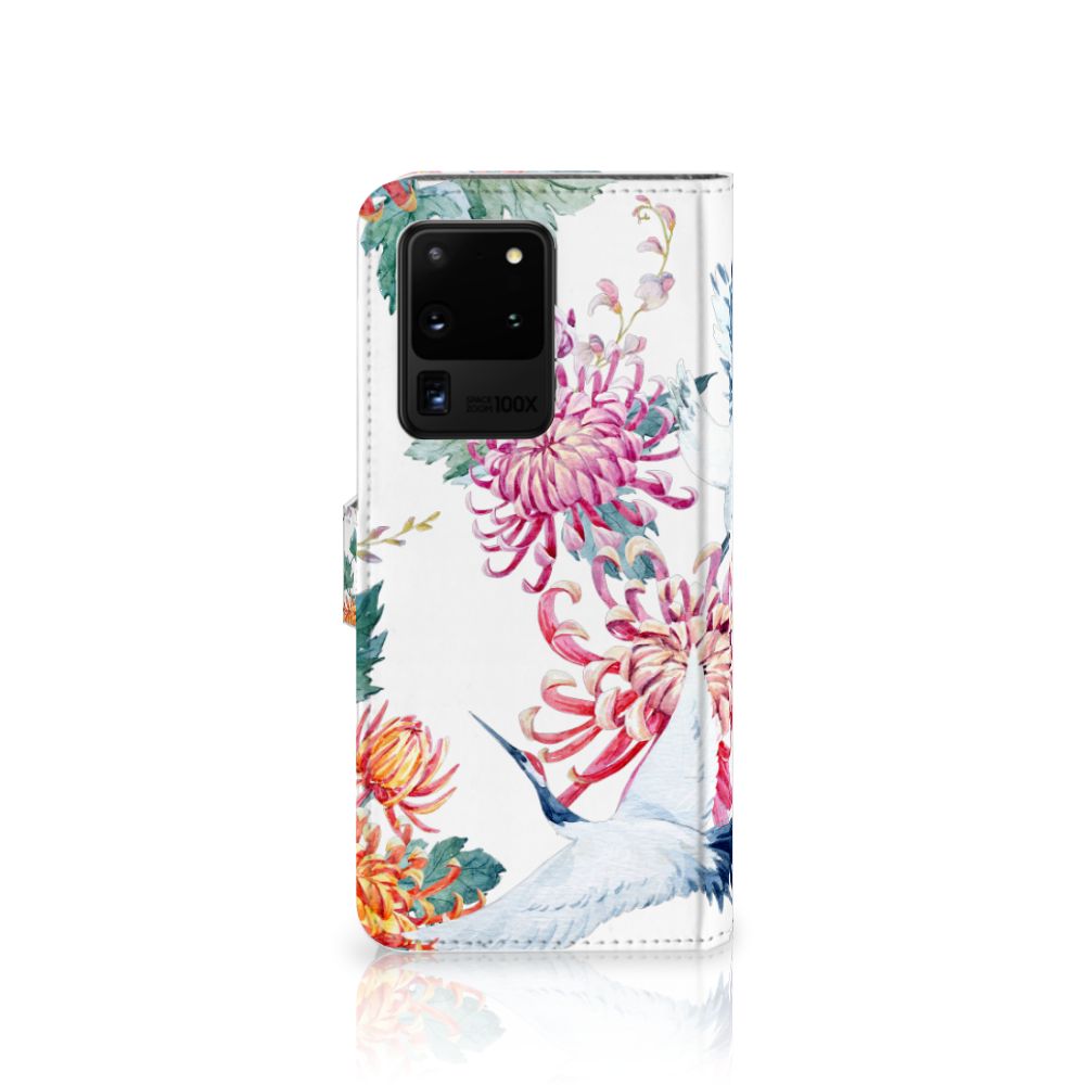 Samsung Galaxy S20 Ultra Telefoonhoesje met Pasjes Bird Flowers