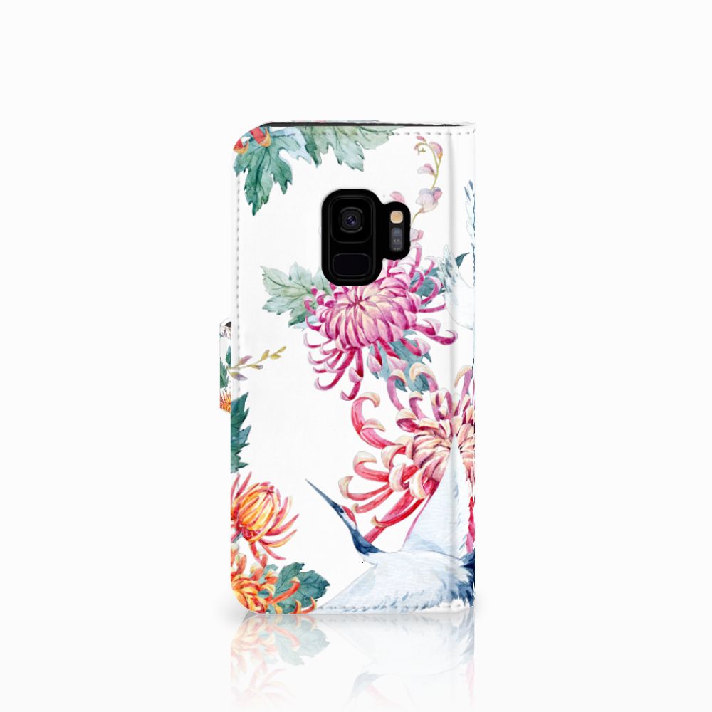 Samsung Galaxy S9 Telefoonhoesje met Pasjes Bird Flowers