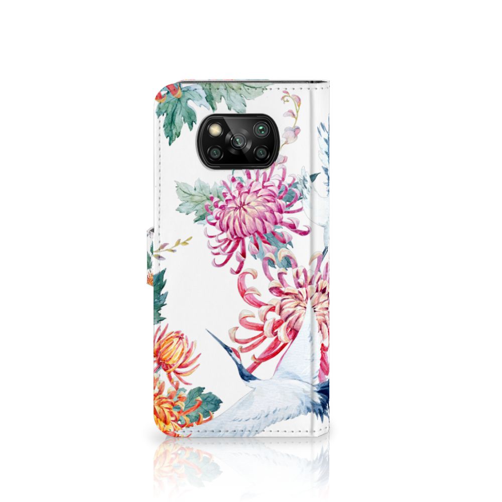Xiaomi Poco X3 | Poco X3 Pro Telefoonhoesje met Pasjes Bird Flowers